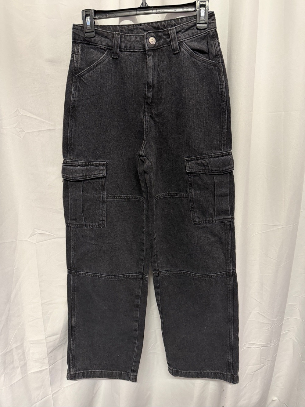 H&M Black Wide-Leg Cargo Jeans